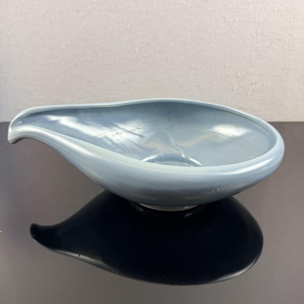 Frankoma 214 Freeform Console Bowl Sky Blue MCM Centerpiece 12"